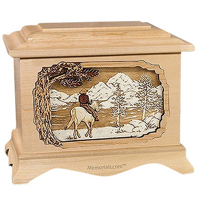 Horse & Lake Maple Cremation Urn for Two
