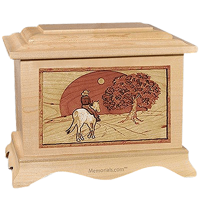 Horse & Moon Maple Cremation Urn for Two