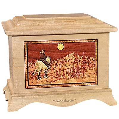 Horse & Mountain Maple Cremation Urn for Two