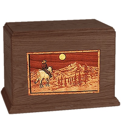 Horse & Mountain Walnut Companion Urn