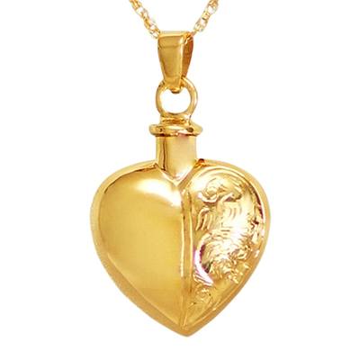 Half Etched Heart Keepsake Pendant II