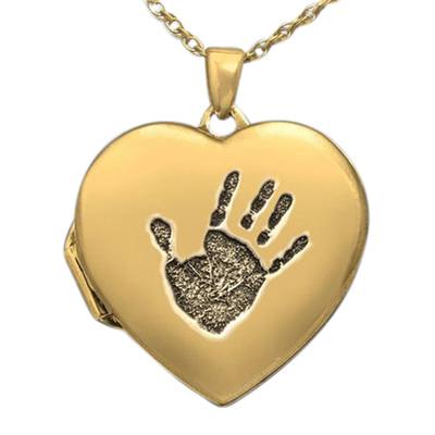 Handprint 14k Gold Locket Keepsake