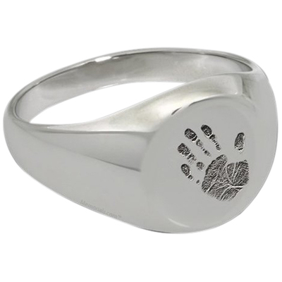 Handprint 14k White Gold Cremation Ring