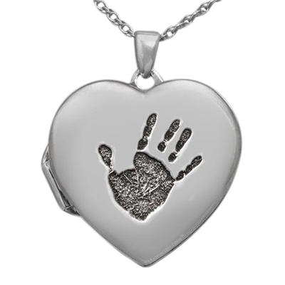 Handprint 14k White Gold Locket Keepsake