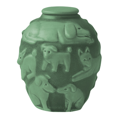 Happy Dog Apple Green Cremation Urn
