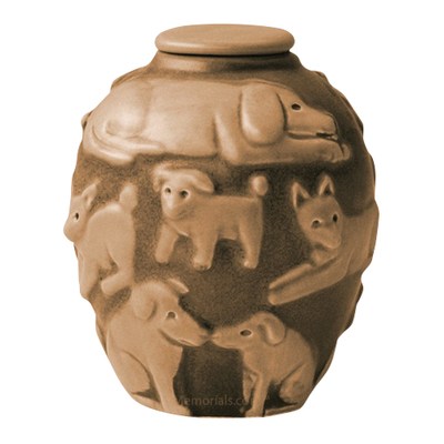 Happy Dog Mustard Cremation Urn