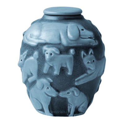 Happy Dog Sky Blue Cremation Urn