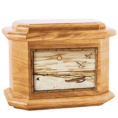 Hawaiian Oak Octagon Cremation Urn