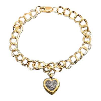 Heart 14k Gold Cremation Print Bracelet
