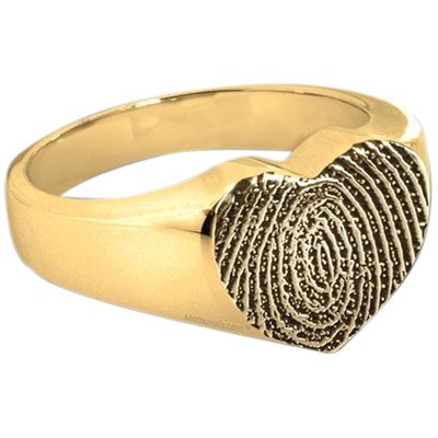 Heart 14k Gold Cremation Print Ring