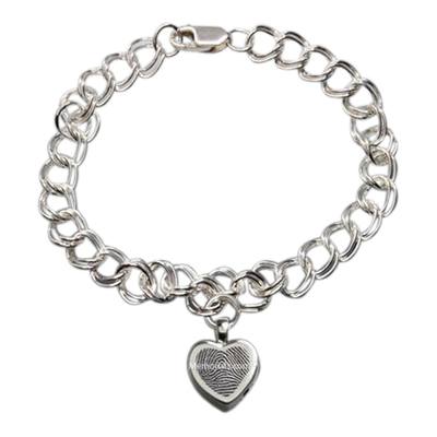 Heart 14k White Gold Cremation Print Bracelet