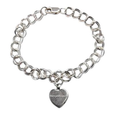 Heart 14k White Gold Cremation Print Bracelet