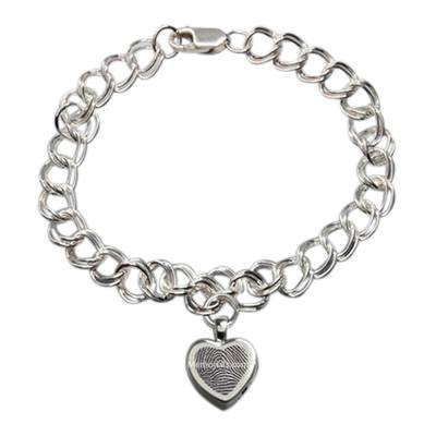 Heart Sterling Cremation Print Bracelet