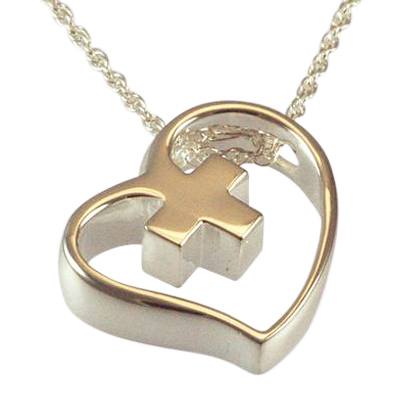 Heart Cross Slider Keepsake Pendant