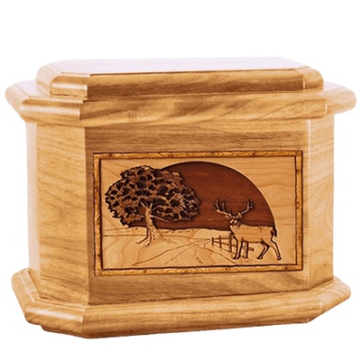 Heartland Deer Oak Octagon Cremation Urn