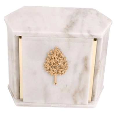 Hexagon White Carrara Marble Companion Urn