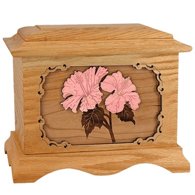 Hibiscus Oak Cremation Urn