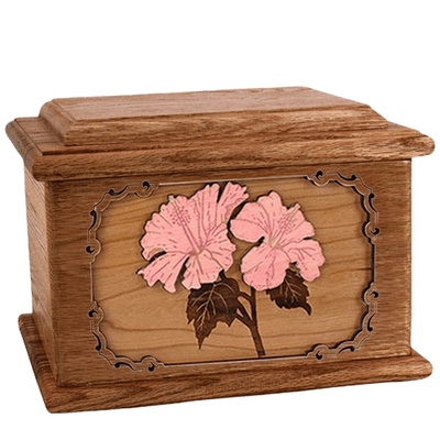 Hibiscus Walnut Memory Chest Cremation Urn