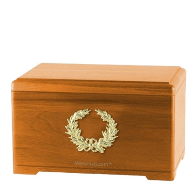 Honor Wreath Oak Cremation Urn