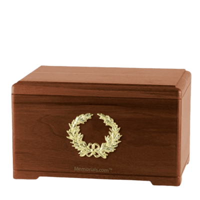 Honor Wreath Walnut Cremation Urn