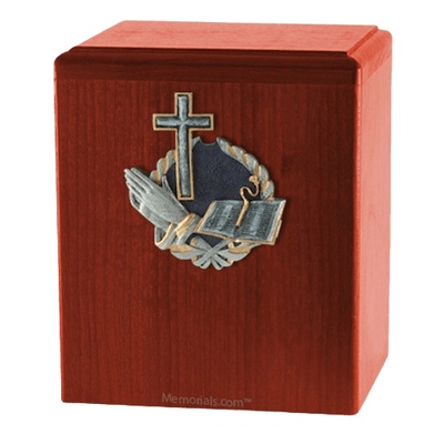 Praying Cross Cherry Cremation Urn