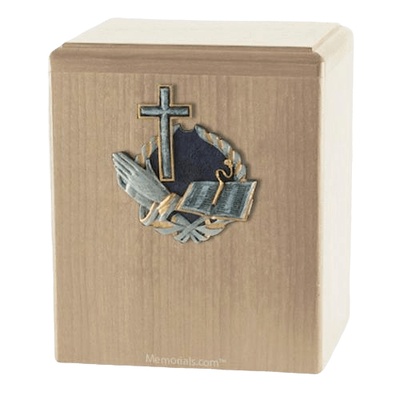 Praying Cross Maple Cremation Urn