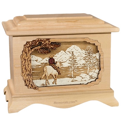 Horse & Lake Maple Cremation Urn