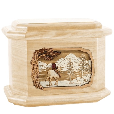 Horse & Lake Maple Octagon Cremation Urn