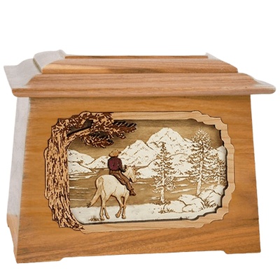 Horse & Lake Oak Aristocrat Cremation Urn