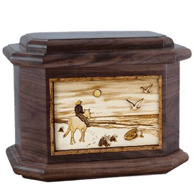 Horse Beach Walnut Octagon Cremation Urn