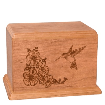 Hummingbird Companion Cherry Wood Urn