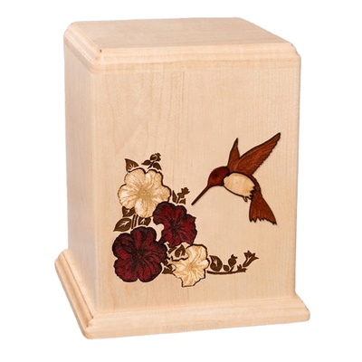 Hummingbird Maple Wood Cremation Urn