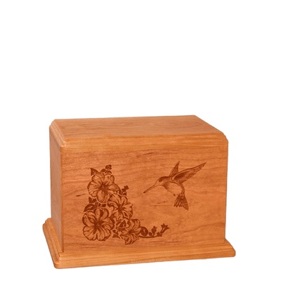 Hummingbird Small Mahogany Wood Urn