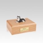 Husky Black Resting Small Dog Urn