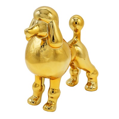 Standing Poodle Metallic Cremation Urn