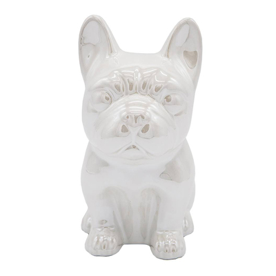 Sitting Frenchie Metallic Cremation Urn