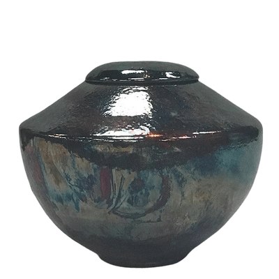 Iridescent Raku Cremation Urn