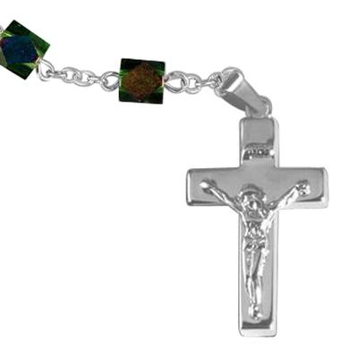 Iridescent Silver Cremation Rosary