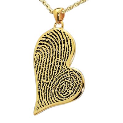 Joined Heart 14k Gold Cremation Print Keepsake