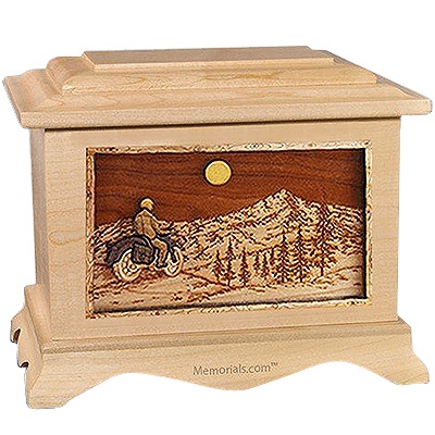 Last Motorcycle Ride Maple Cremation Urn for Two