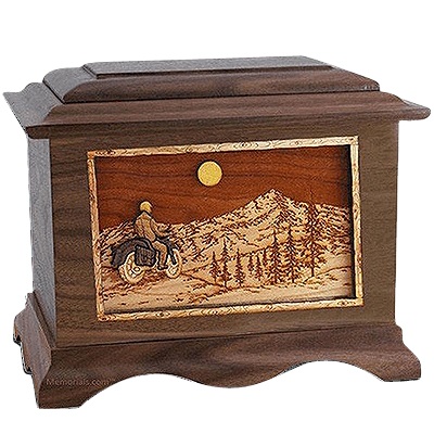 Last Motorcycle Ride Walnut Cremation Urn For Two