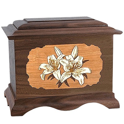 Lily Walnut Cremation Urn For Two