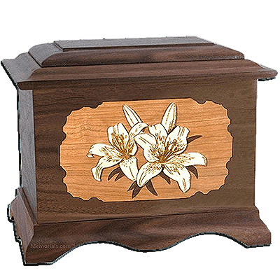 Lily Walnut Cremation Urn For Two