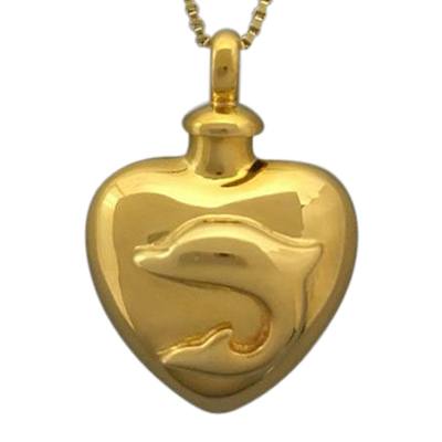Large Dolphin Heart Cremation Jewelry II