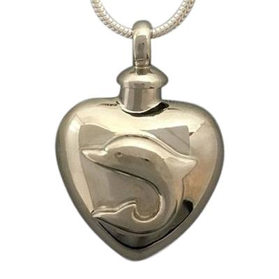 Large Dolphin Heart Cremation Jewelry