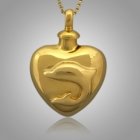 Large Pet Dolphin Heart Cremation Pendant II