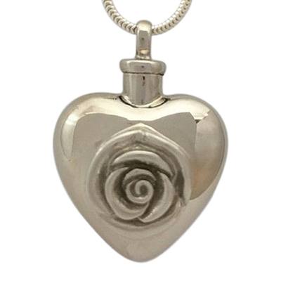 Large Rose Heart Cremation Jewelry