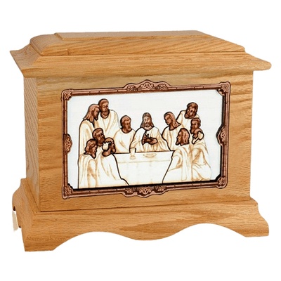 Last Supper Oak Cremation Urn