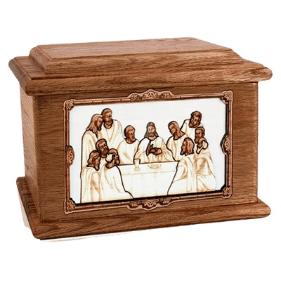 Last Supper Walnut Memory Chest Cremation Urn