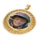 Lattice Yellow Gold Photo Pendant